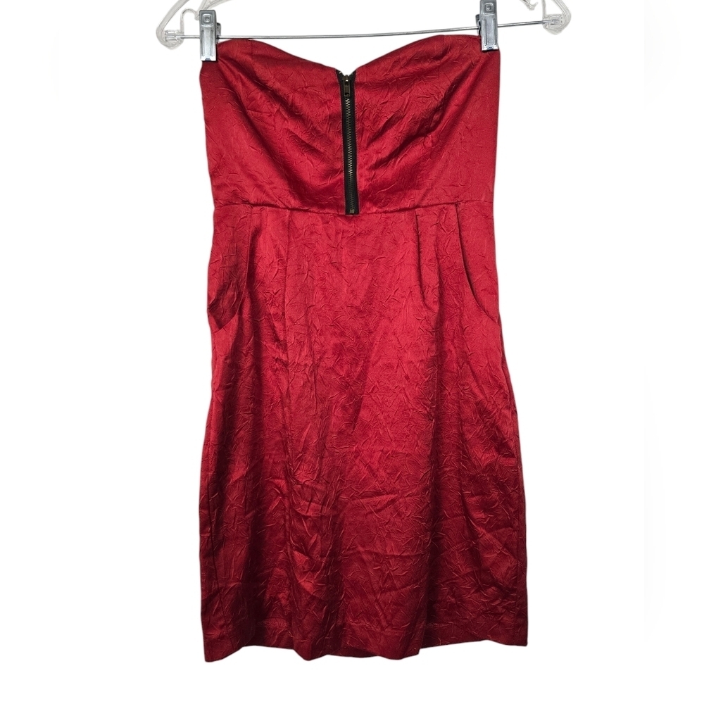 Urban Outfitters Silence + Noise Strapless Sweetheart Mini Smocked Red Dress XS